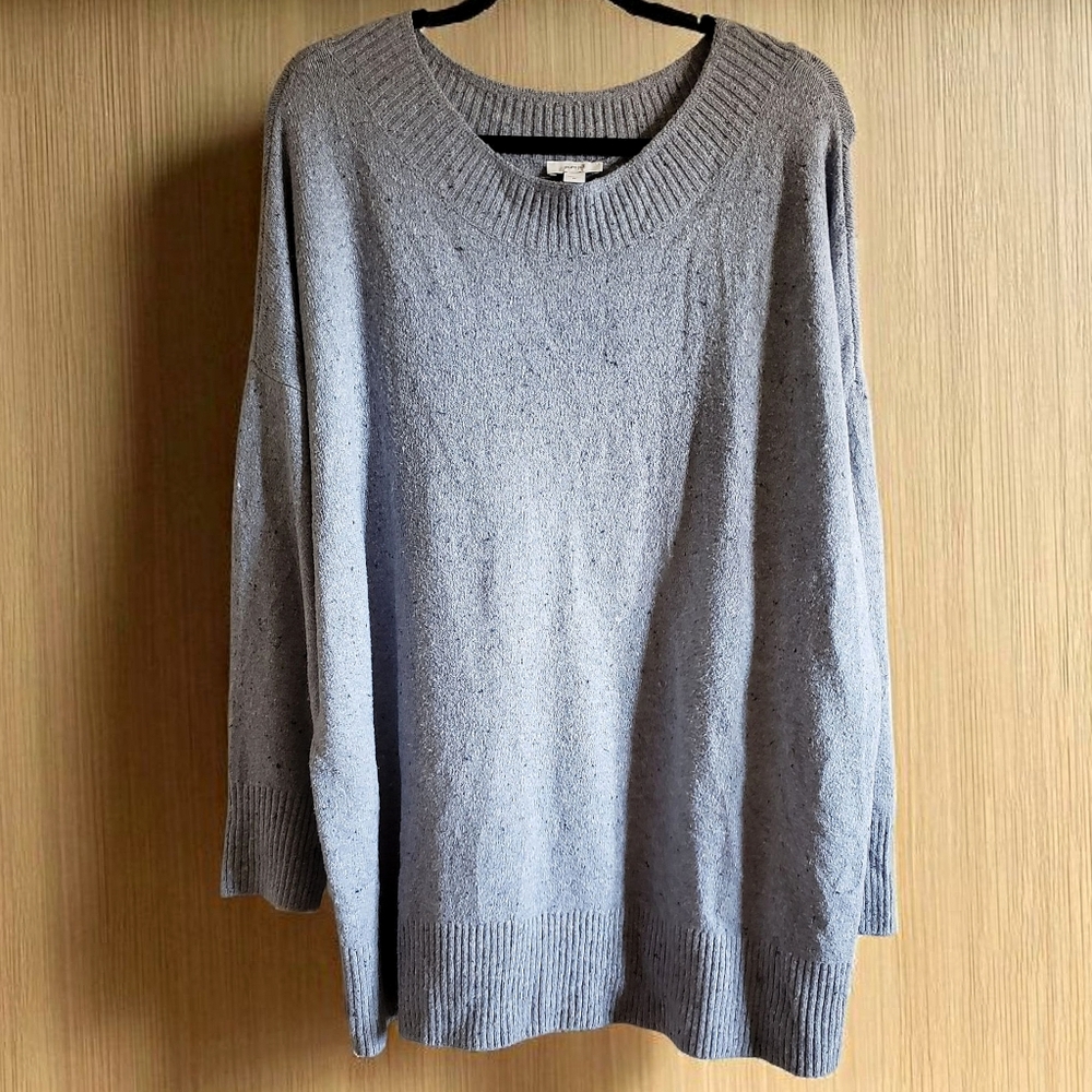 J. Jill Pure Jill Sweater Blue Spreckled Women's 2X Ribbed Plus Size Pullover